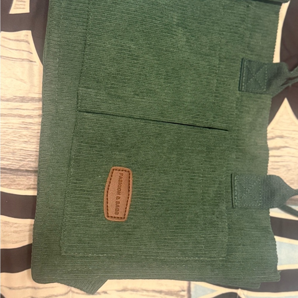 Green Corduroy Tote Bag